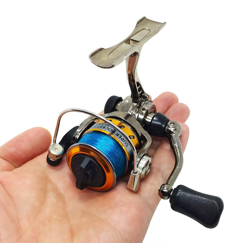EMMRAGNO Mini 100 Small Metal Spinning Wheel Aluminum Fishing Reel with Metal Spool for Freshwater and All Season Fishing - Image 1